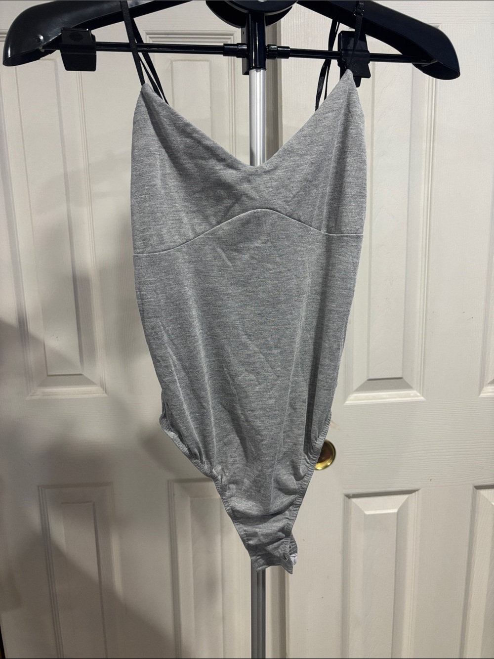 PrettyLittleThing Light Grey Cami Bodysuit with Thin Straps
